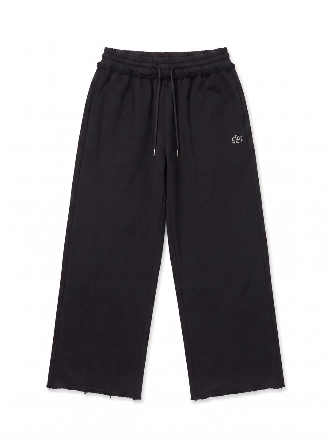 Wide Leg Monogram Trackpants - Black
