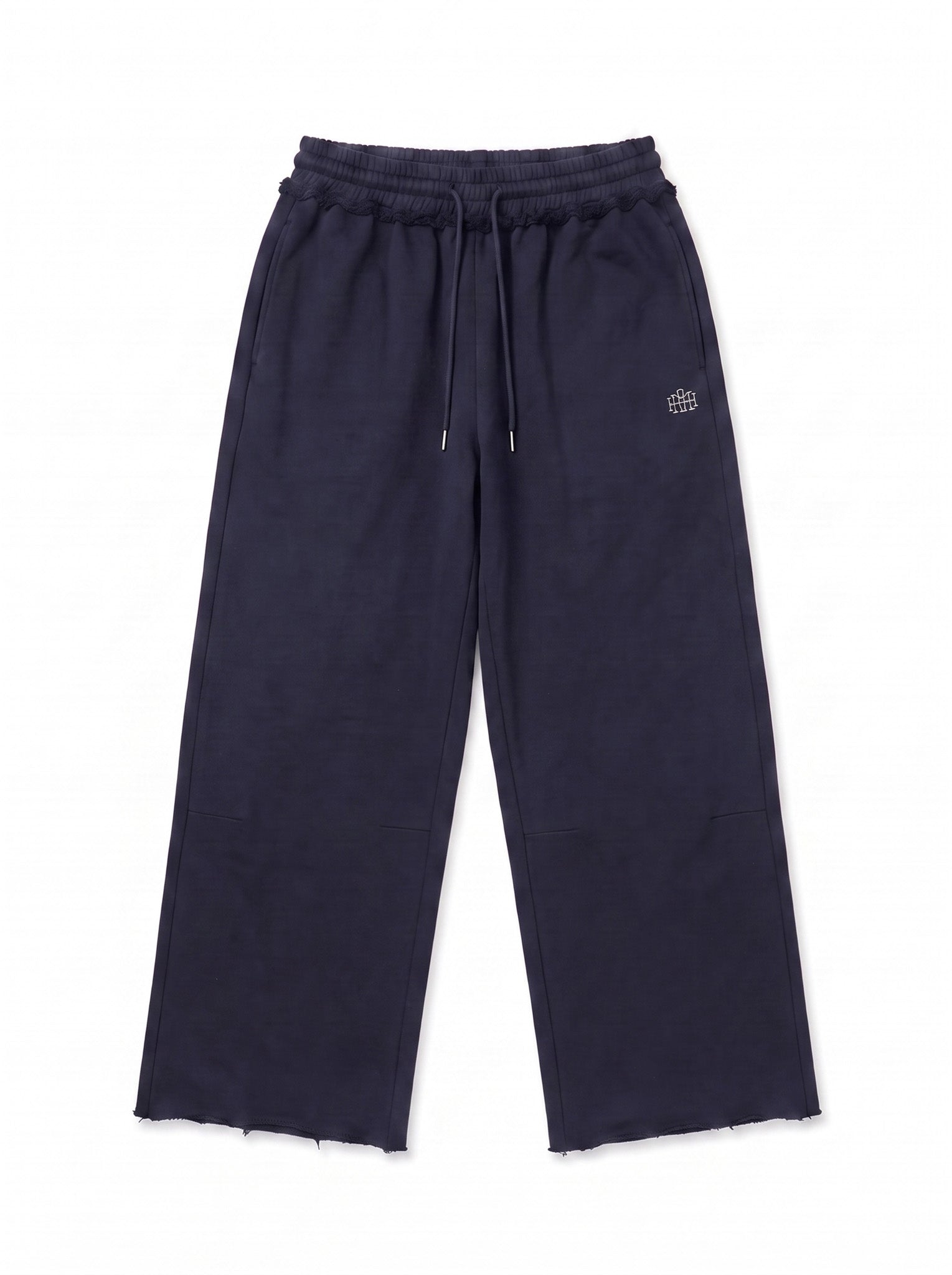 Wide Leg Monogram Trackpants - Navy