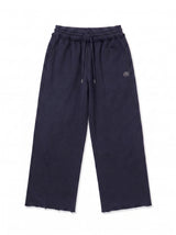 Wide Leg Monogram Trackpants - Navy