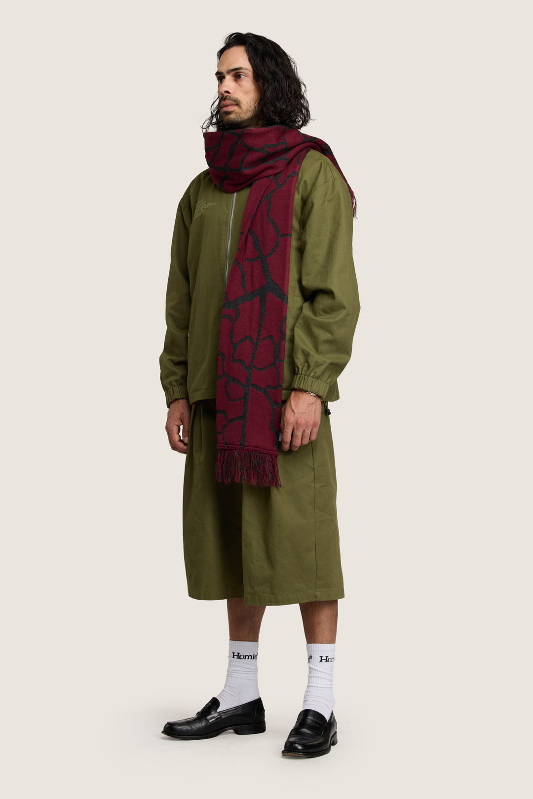 Venation Scarf - Black / Maroon