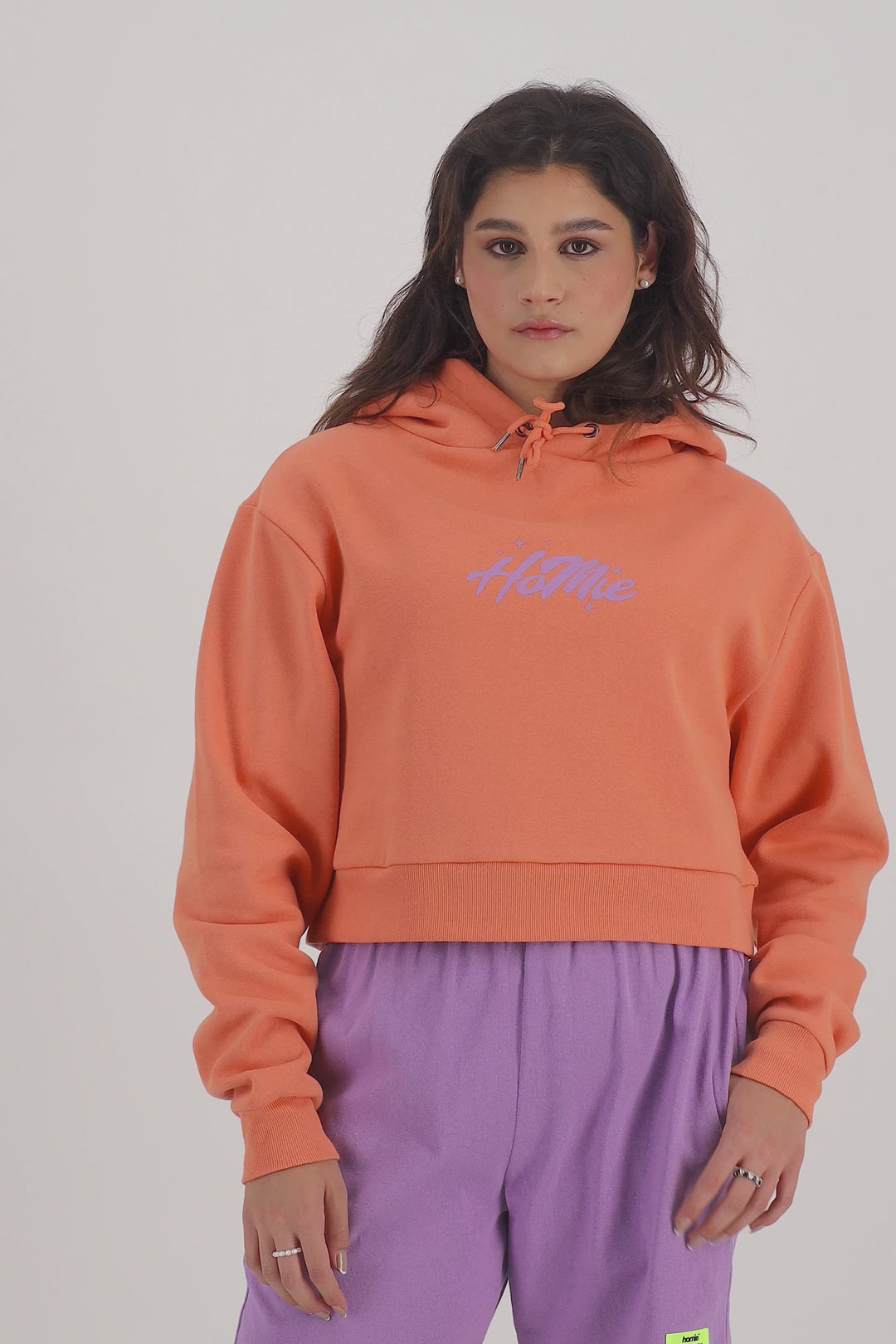 HoMie Crop Hoodie- Tangerine