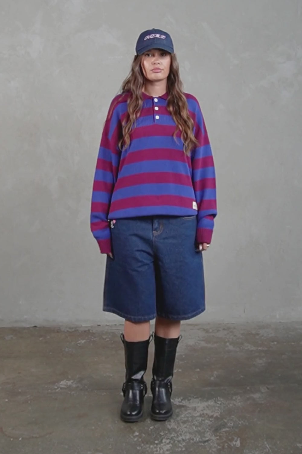 Knitted Rugby - Blue / Maroon