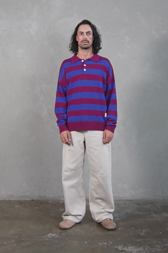 Knitted Rugby - Blue / Maroon