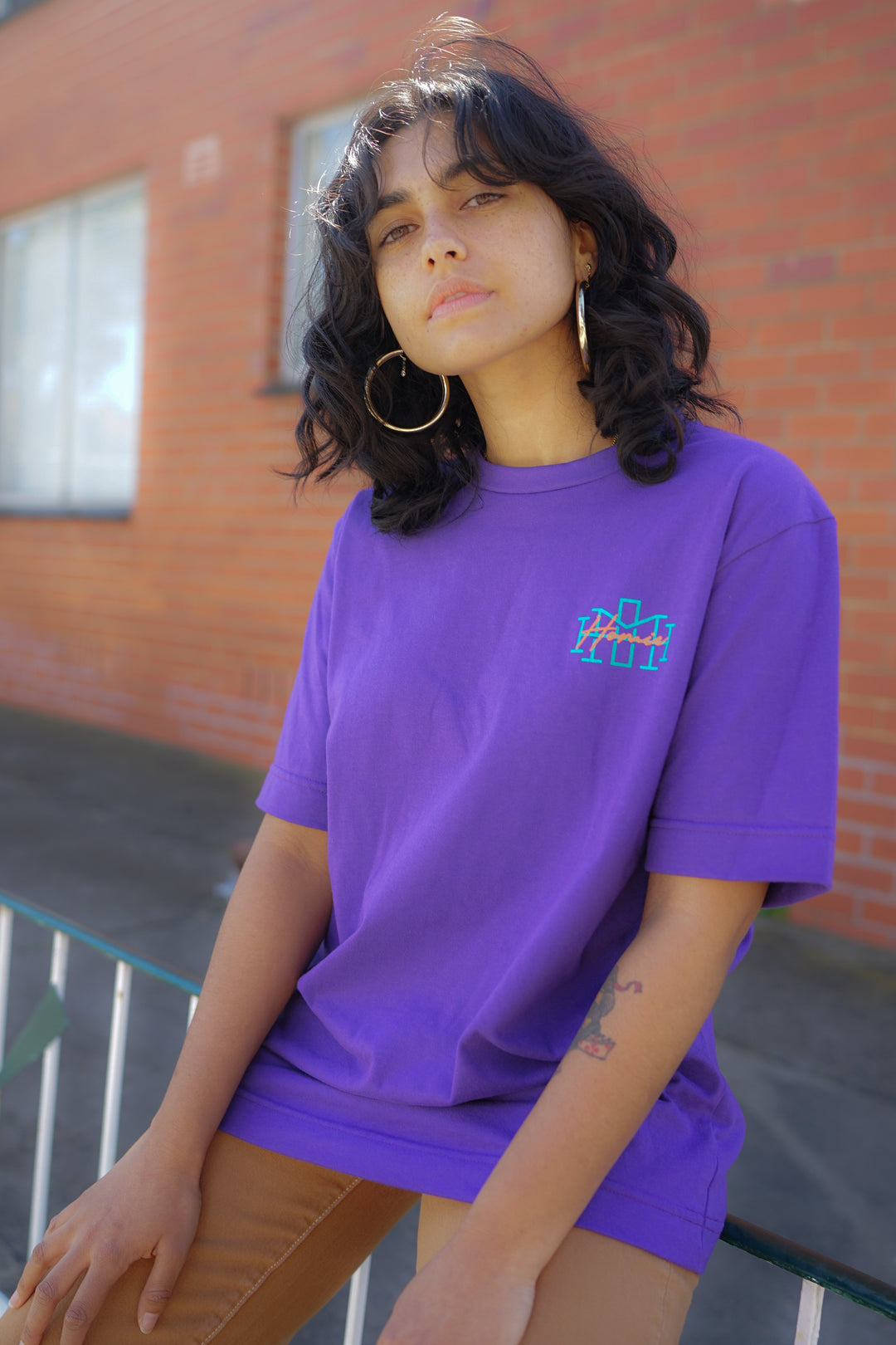 Monogram script tee - Purple