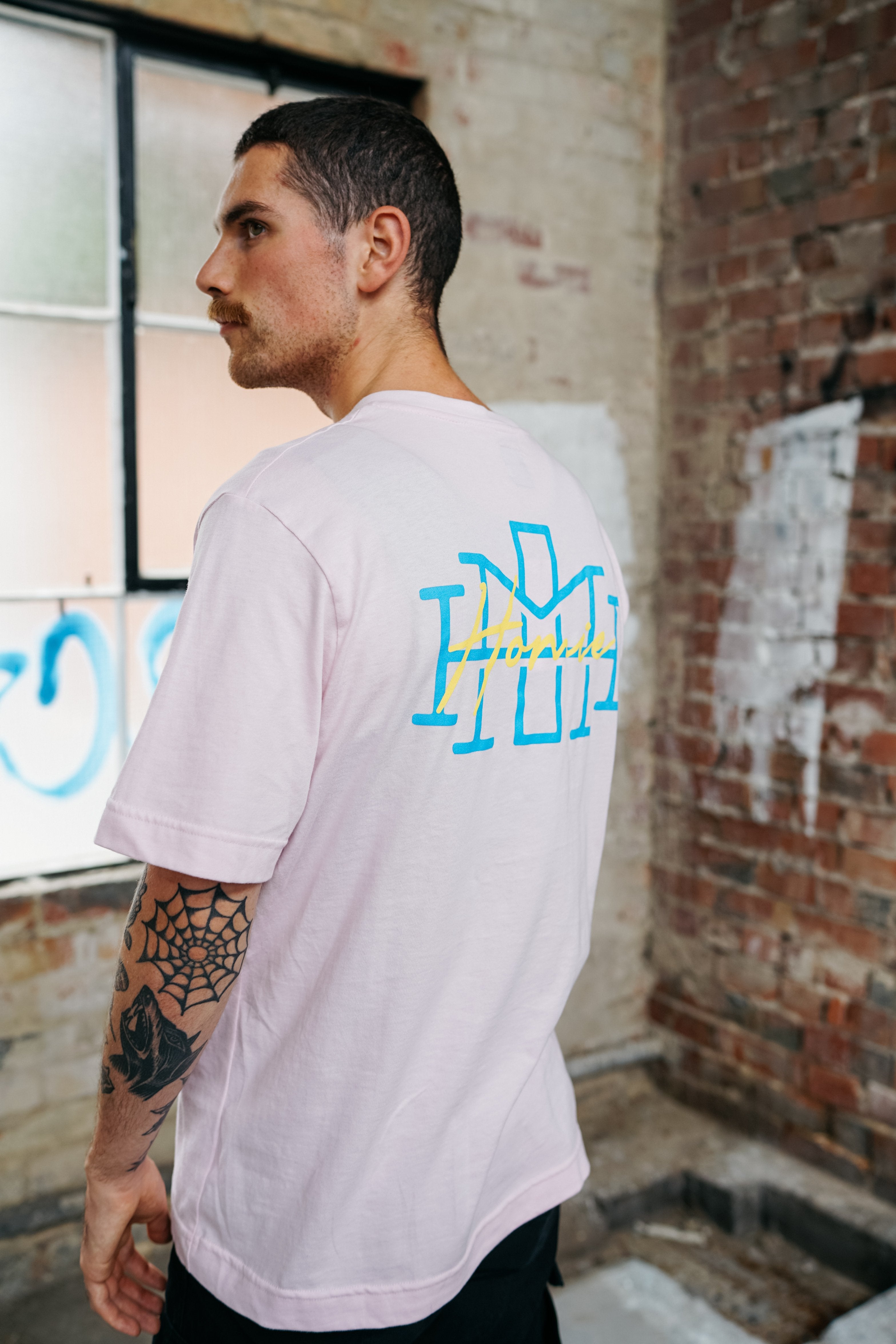 Monogram Script Tee - Baby Pink – homie.com.au