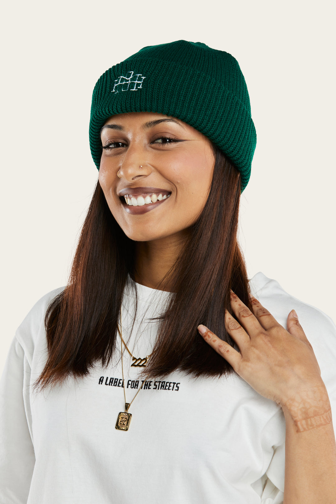 Monogram Beanie - Forest Green