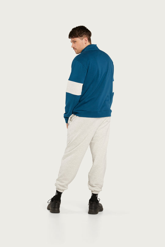 Quarterzip Jumper - Dark Blue/White Marle