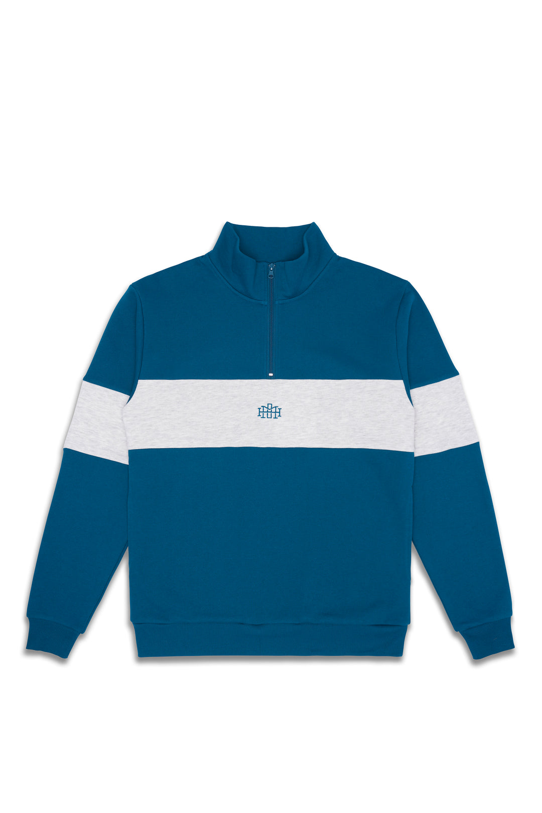 Quarterzip Jumper - Dark Blue/White Marle