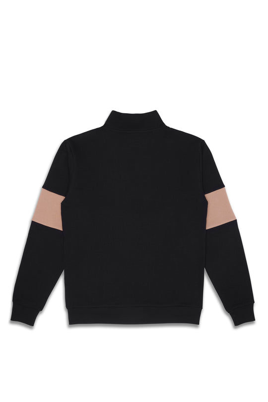 Quarterzip Jumper - Black/Tan